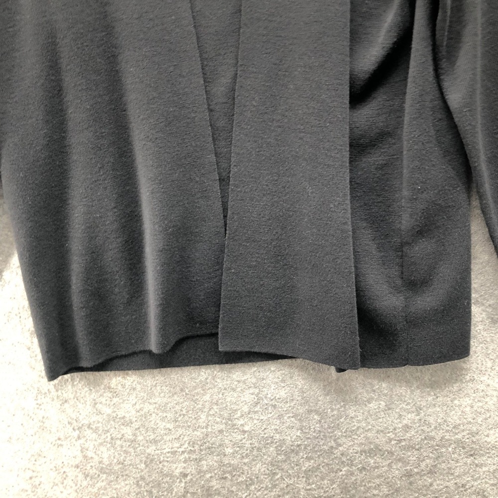 Vintage Eileen Fisher 100% Wool Italian Yarn Open Front Cardigan Jacket Black L - Picture 4 of 9